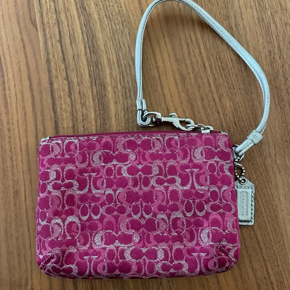 Coach | Pink + Silver Monogram Wristlet - Picture 7 of 7
